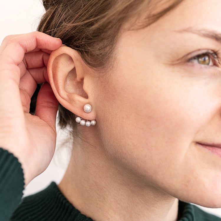 Atypické 2v1 náušnice s perlami Lokita 120713