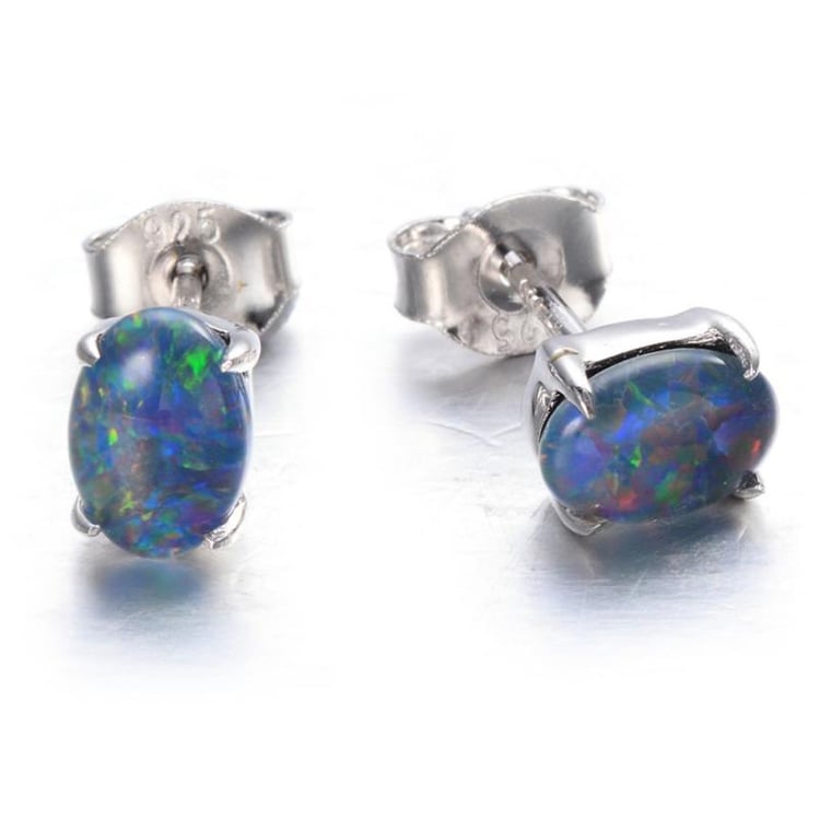 Stříbré náušnice s oválnými opály Braon