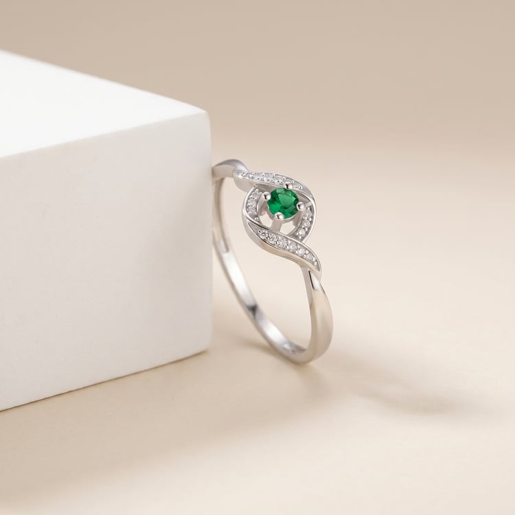 Zásnubní prsten se smaragdem a diamanty 167643