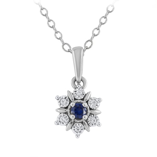 Elegantní přívěsek ve tvaru květu se safírem a lab-grown diamanty Aarav