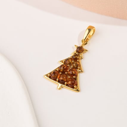 Stříbrný přívěsek s jantarem ve tvaru vánočního stromečku Johana