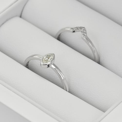 Zlatý zásnubní set prstenů s marquise certifikovaným diamantem Eliwa