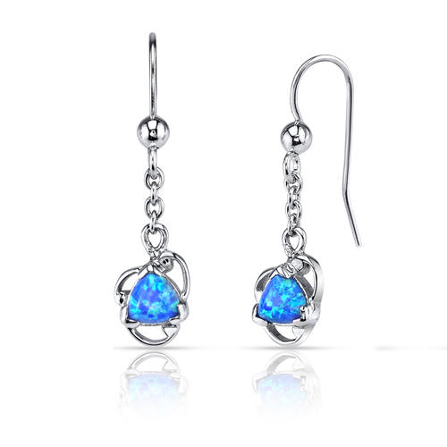 Stříbrné visací náušnice s modrými opály Louis