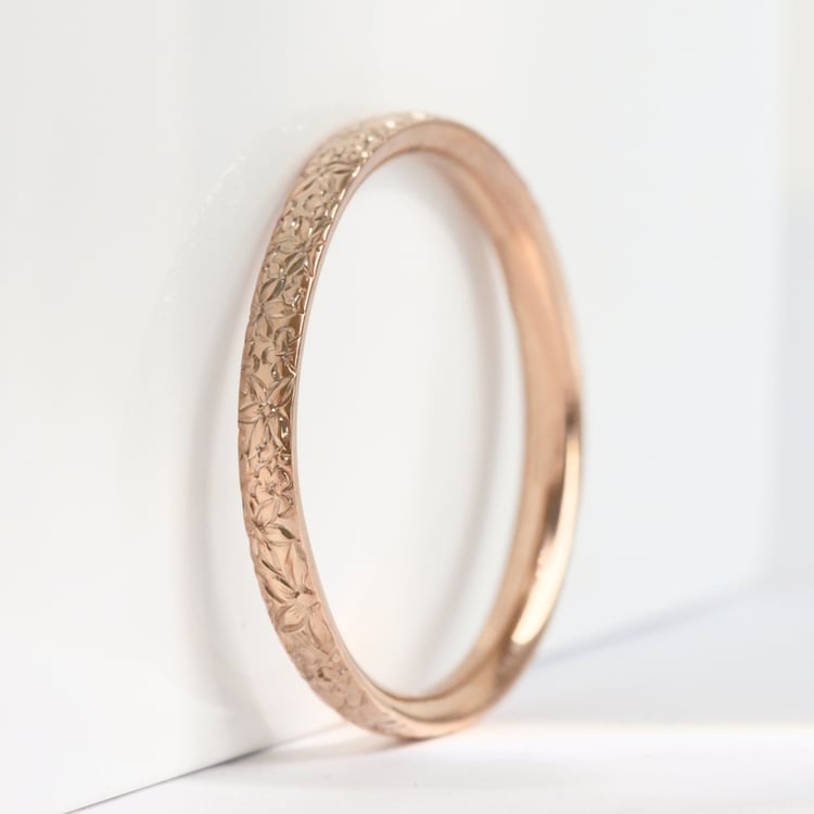 Snubní prsteny s ruční rytinou květin Willis 118081