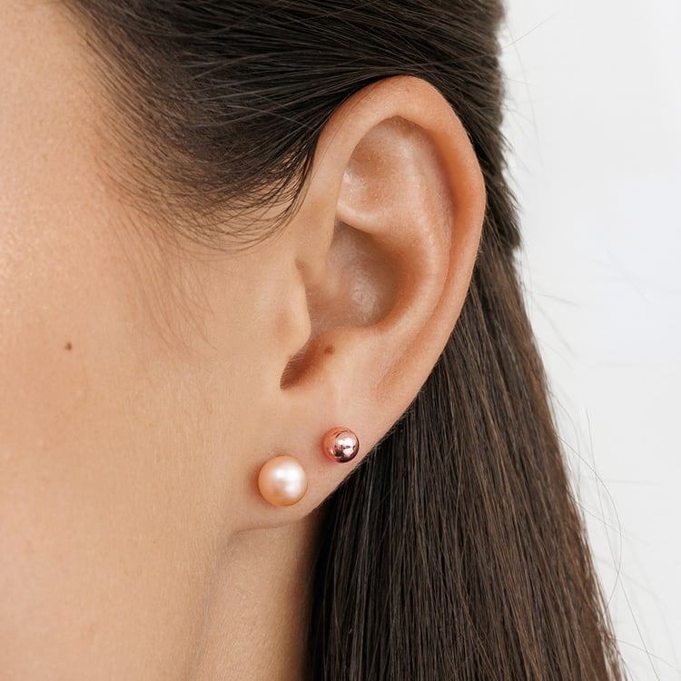 Stříbrné napichovací náušnice s broskvovými perlami 158396