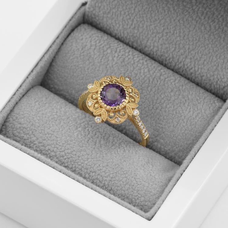 Zlatý prsten s 1ct ametystem 17023