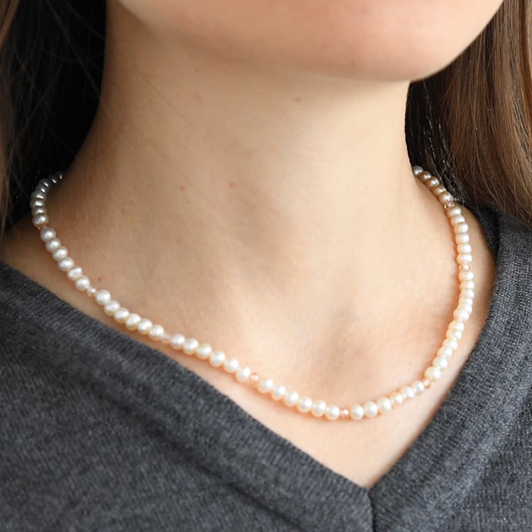 Stříbrný perlový náhrdelník se zirkony Julieta 116016