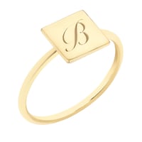 Čtvercový prsten s gravírem písmene Leal