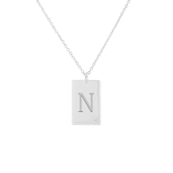 Zlatý obdélníkový přívěsek s diamantem a gravírem písmene Sharron