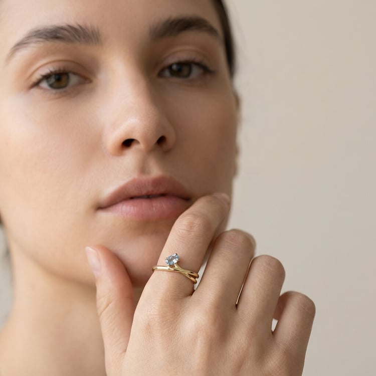 Rozvodový prsten s oválným akvamarínem Robby 166096