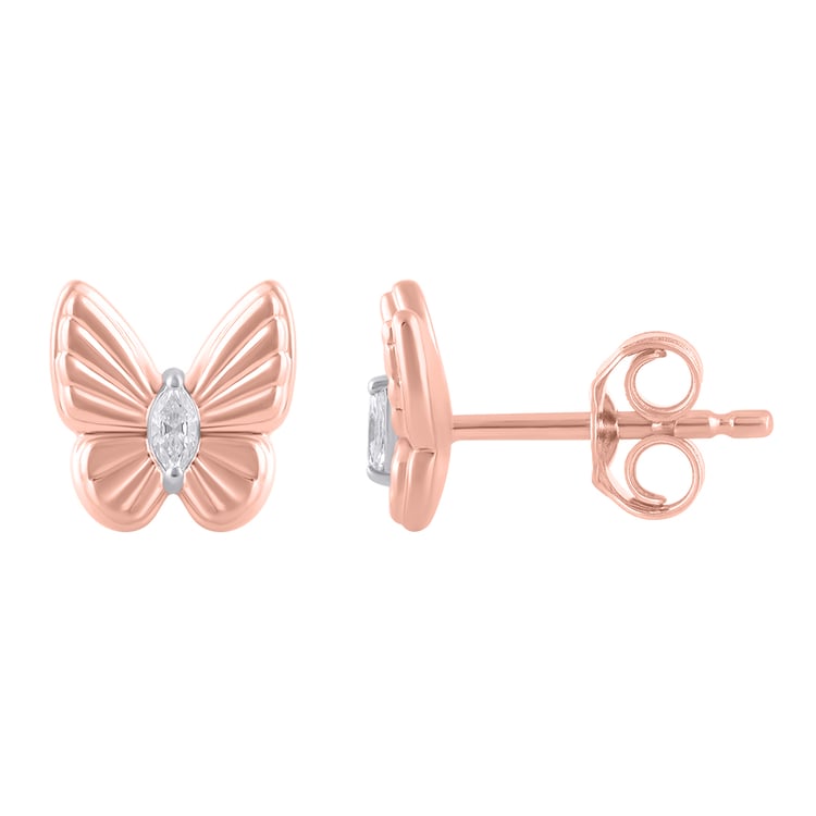 Zlaté náušnice ve tvaru motýla s lab-grown diamanty Anna 163392