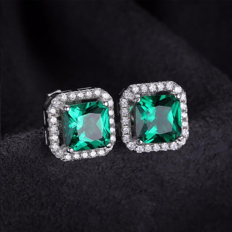 Smaragdové stříbrné náušnice 21717