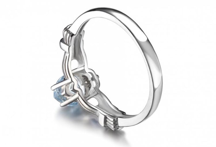 Stříbrný prsten s akvamarínem 16416