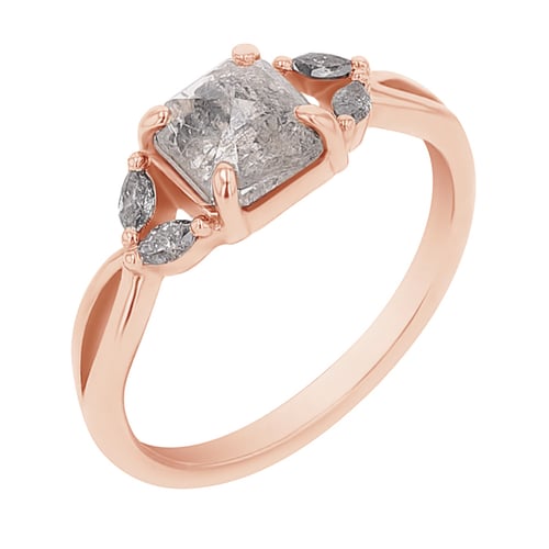 Zlatý prsten se salt and pepper diamantem a marquise diamanty Sila
