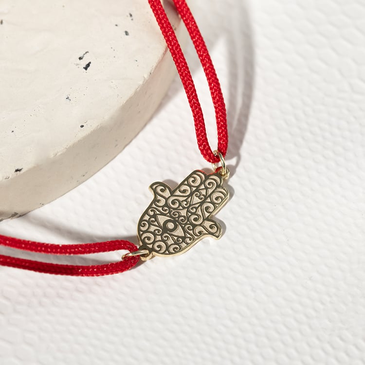 Šňůrkový jóga náramek se symbolem Hamsa 133866