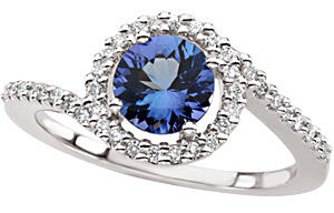 Tanzanitový prsten z bílého zlata