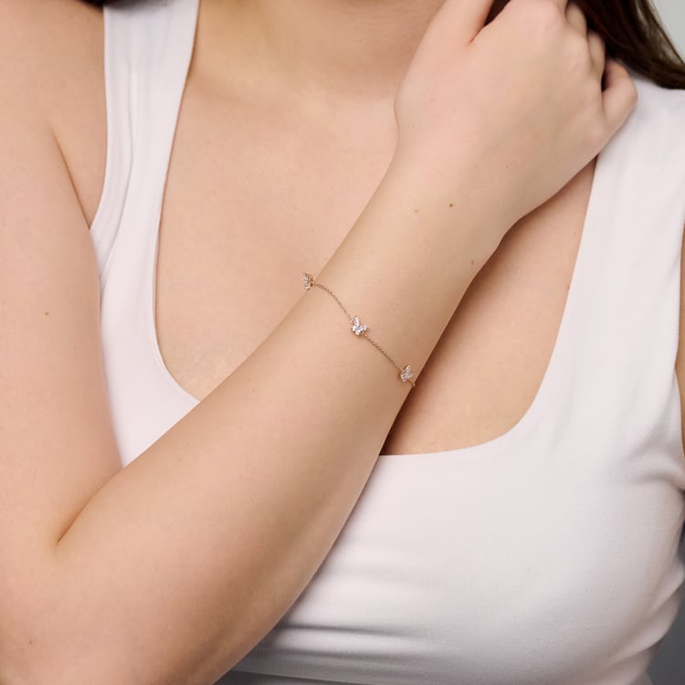 Řetízkový náramek s motýlky z přírodních diamantů Nagendra 165426