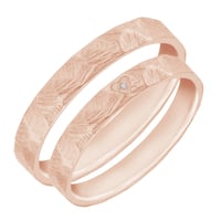 Tepané a škrábané snubní prsteny se srdcem a diamantem Ernie