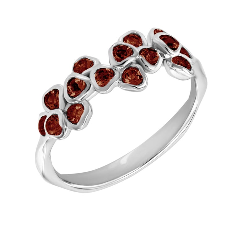 Zlatý prsten s granátovými květy Alessio