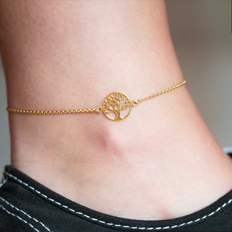 Zlatý náramek na nohu se stromem života Hope 140794