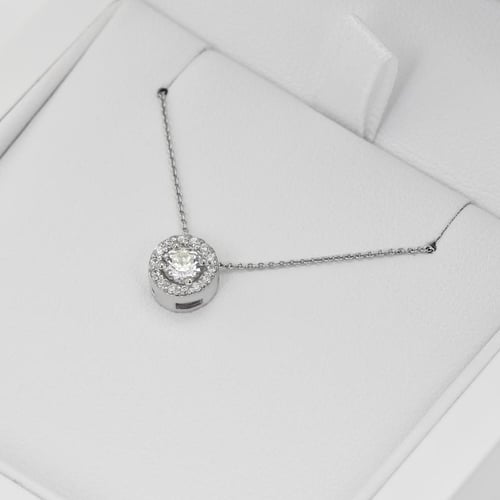 Zlatý halo přívěsek s moissanitem a diamanty Vicky