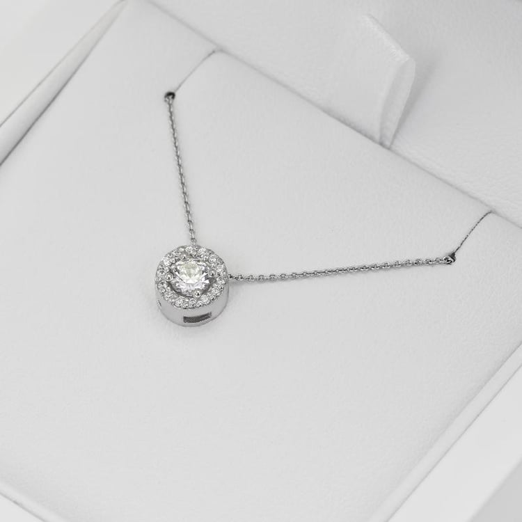 Zlatý halo přívěsek s moissanitem a diamanty Vicky 105073