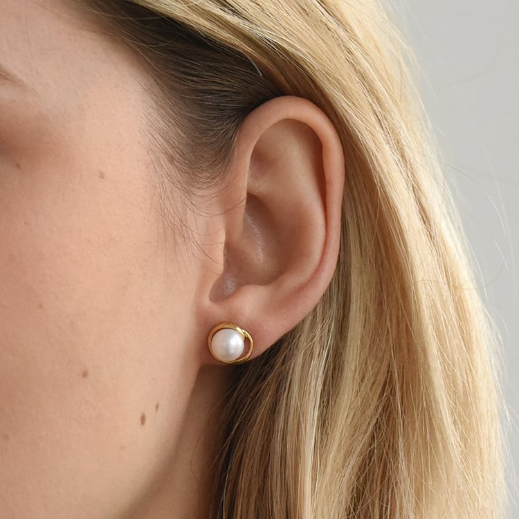 Zlaté perlové náušnice 90328