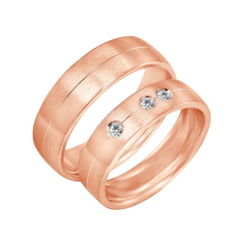 Zlaté snubní prsteny se třemi diamanty Ralio