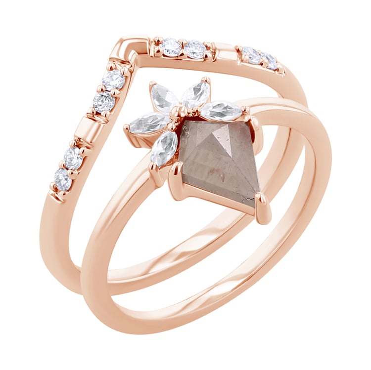 Set prstenů se salt and pepper diamantem, lab-grown diamanty a moissanity Leony 125889