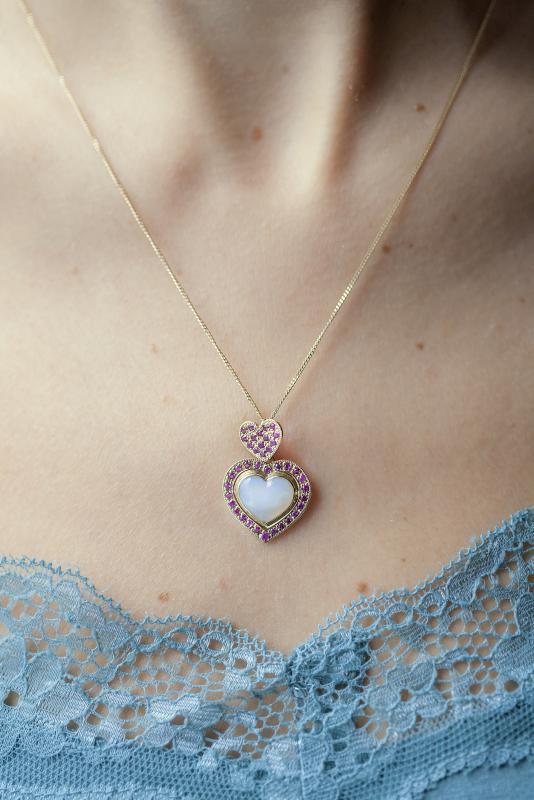 Rubínové srdce na řetízku 3321