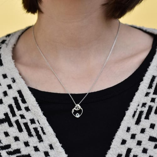 Přívěsek matka a dítě s akvamarínem a diamantem Ella