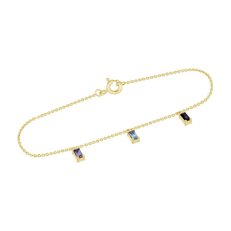Zlatý náramek se safírem, topazem a tanzanitem Veera 101953