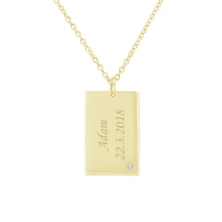 Zlatý obdélníkový přívěsek s diamantem a gravírem Mays