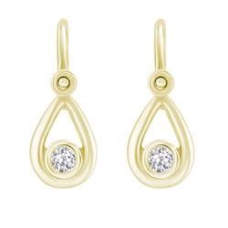 Zlaté dětské náušnice ve tvaru slzy s diamantem Cinderella