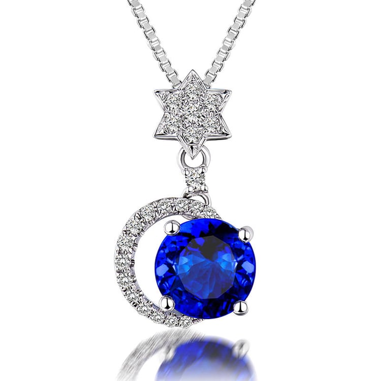 Zlatý náhrdelník s modrým tanzanitem a diamanty Avy