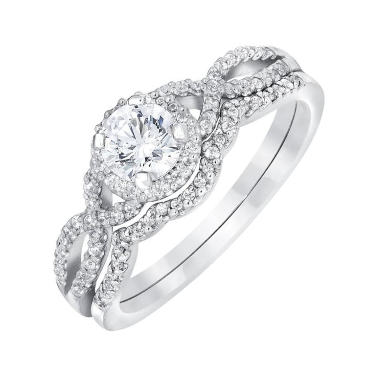 Diamantový prsten z bílého zlata