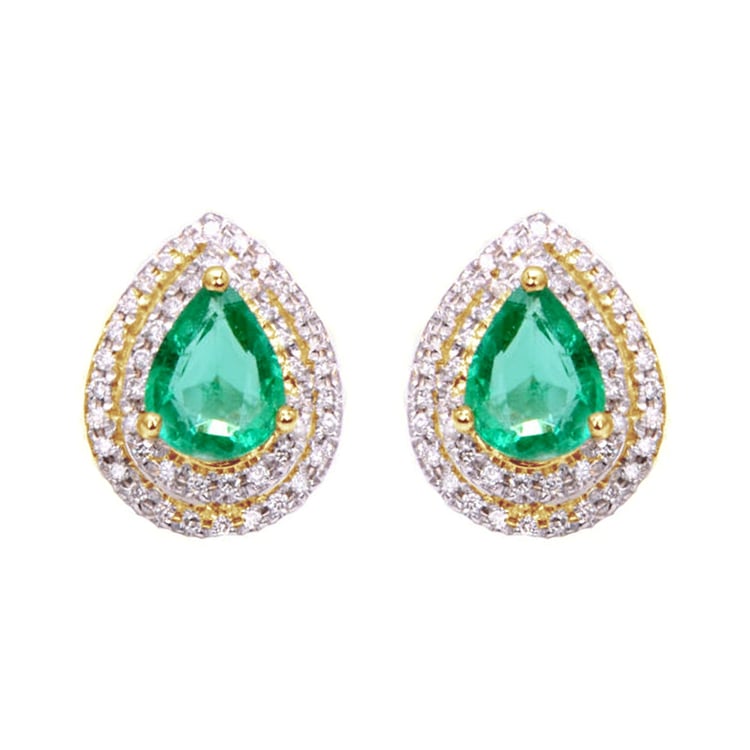 Zlaté náušnice se smaragdy a diamanty Katena