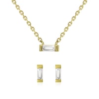 Zlatá kolekce s bílými baguette safíry Stasia