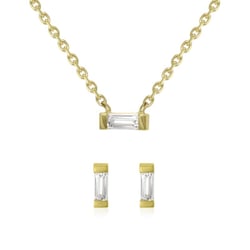 Zlatá kolekce s bílými baguette safíry Stasia