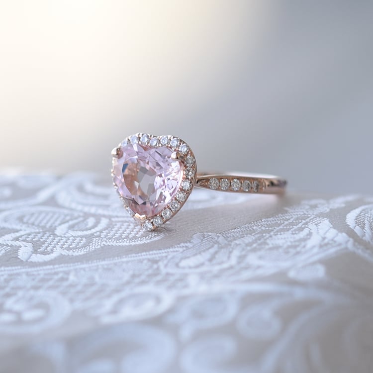 Prsten ve tvaru srdce s diamanty 60963