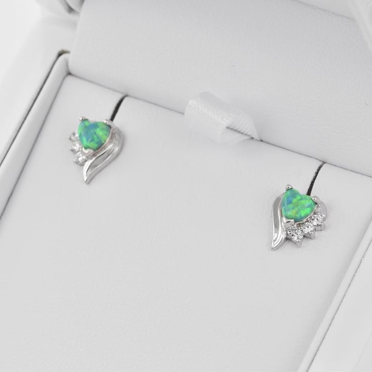 Opálová srdce ve stříbrných náušnicích 27958