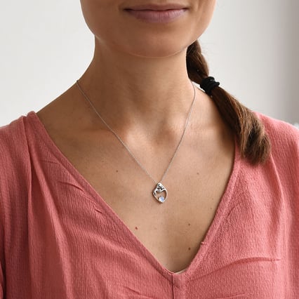 Přívěsek matka a dítě s měsíčním kamenem a diamantem Ella