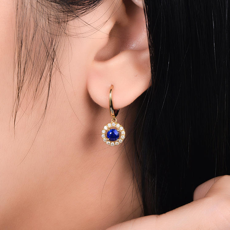 Náušnice se safíry a diamanty Kany 9990