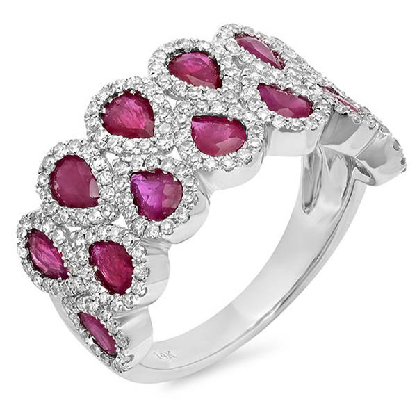 Rubínový zlatý prsten s diamanty