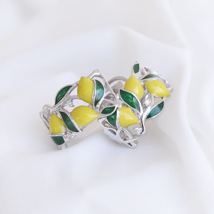 Náušnice s citrony ze stříbra 91875