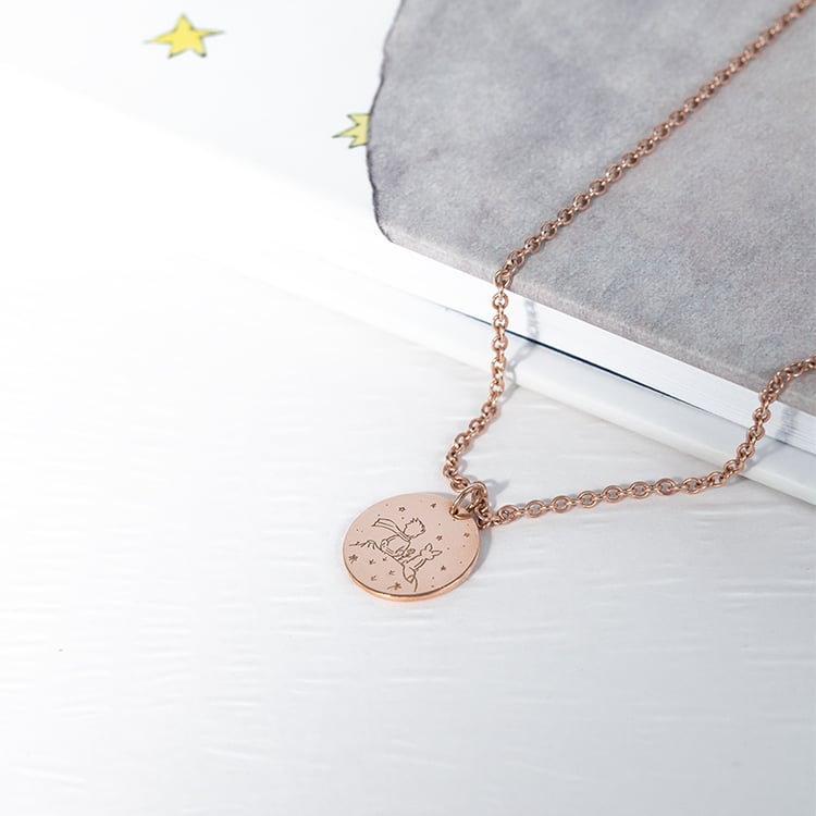 Přívěsek Malý princ s liškou a gravírem ze zlata 124722