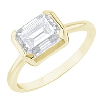 Zásnubní prsten s half-bezel lab-grown emerald diamantem Pompeia