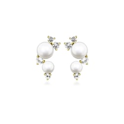 Stříbrné perlové náušnice s bílými topazy Anita
