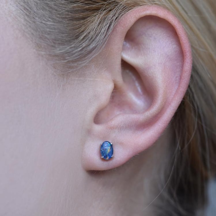 Stříbrné náušnice s oválnými opály 21977