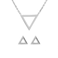 Zlatá kolekce náušnic a náhrdelníku ve tvaru trojúhelníku Sienna